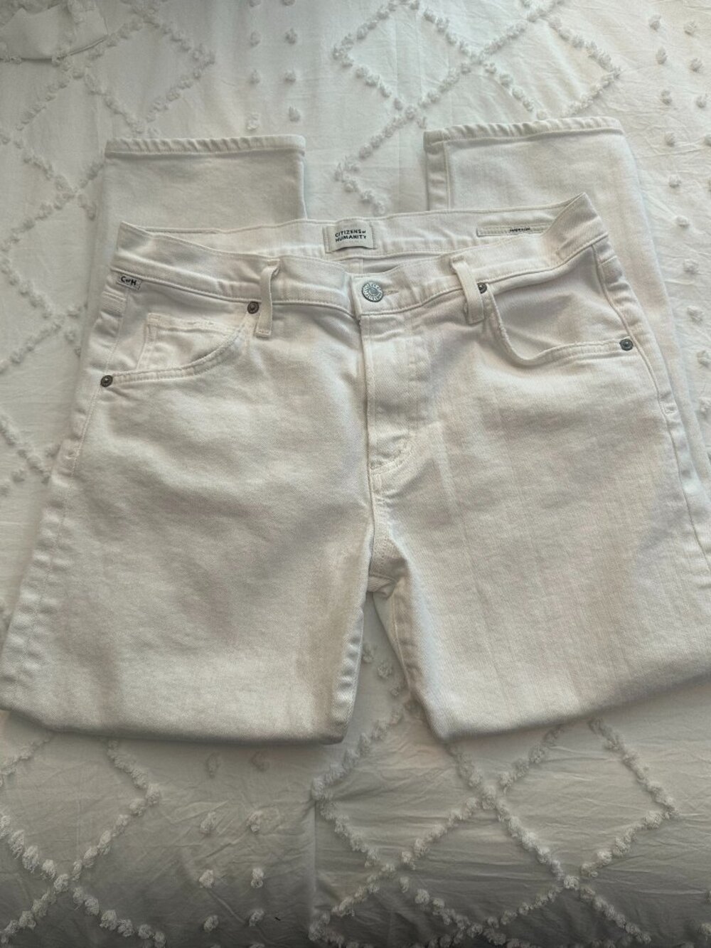 Citizens of Humanity Emerson White Jeans 27 Relaxed Straight Distressed Premium